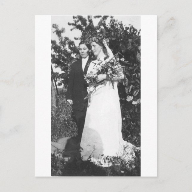 Lesbisk Bröllop Circa 1920 Vykort (Framsida)