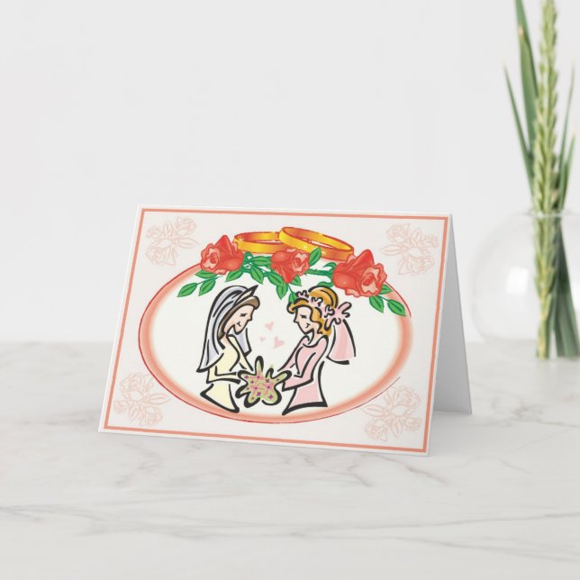 Lesbisk bröllop- eller förpliktelseceremoni kort (Framsida)