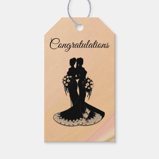 Lesbisk Bröllop Grattisar Presentetikett (Framsidan)