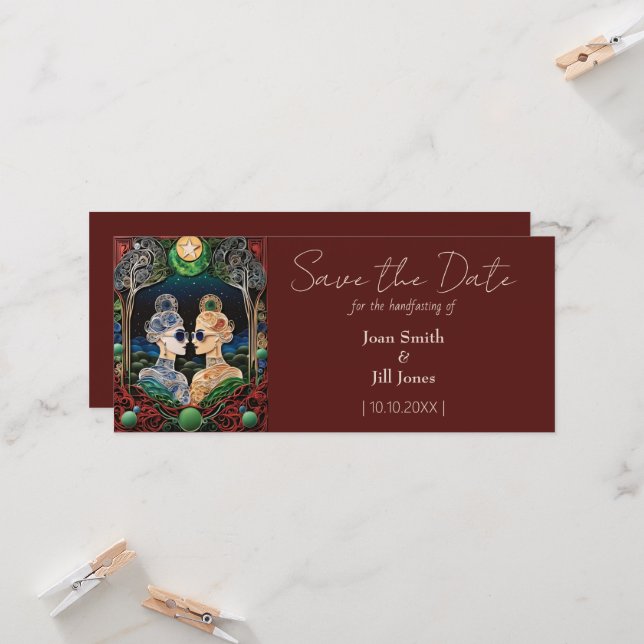 Lesbisk Bröllop spara datum (Fram/Back In Situ)