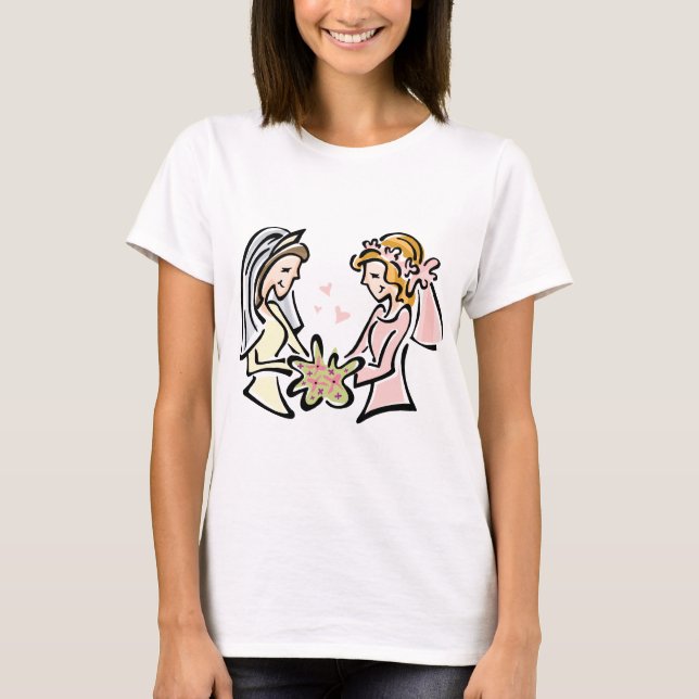 Lesbisk Bröllop T-shirt (Framsida)
