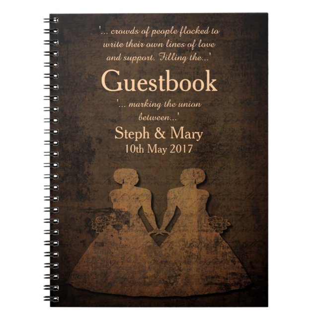 Lesbisk bröllopGuestbook för legendarisk Anteckningsbok Med Spiral (Framsidan)