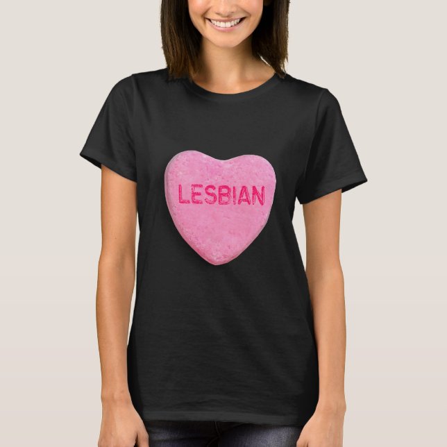 Lesbisk Candy Heart T-shirt (Framsida)