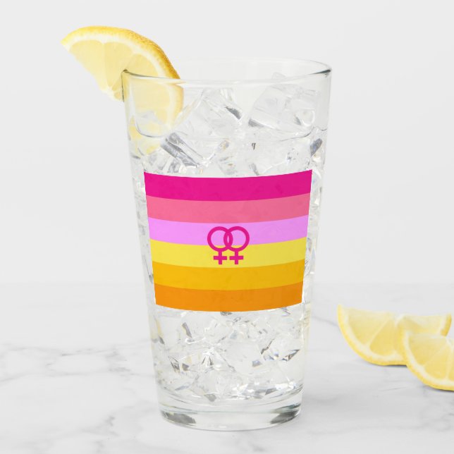 Lesbisk Dawn Pride WLW Glaskopp (Framsida Ice)