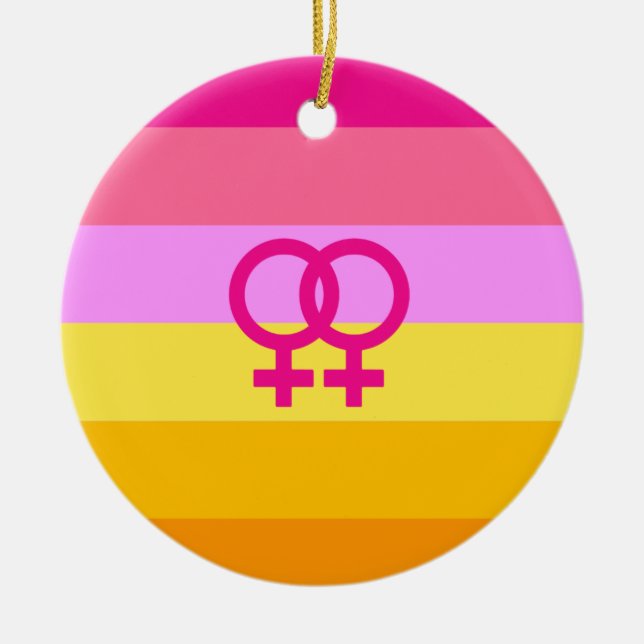 Lesbisk Dawn Pride WLW Julgransprydnad Keramik (Framsidan)