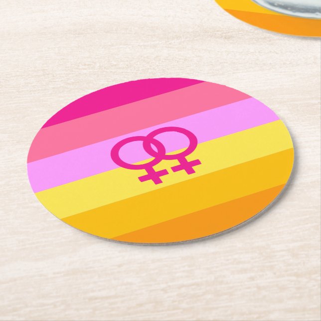 Lesbisk Dawn Pride WLW Underlägg Papper Rund (Vinklad)