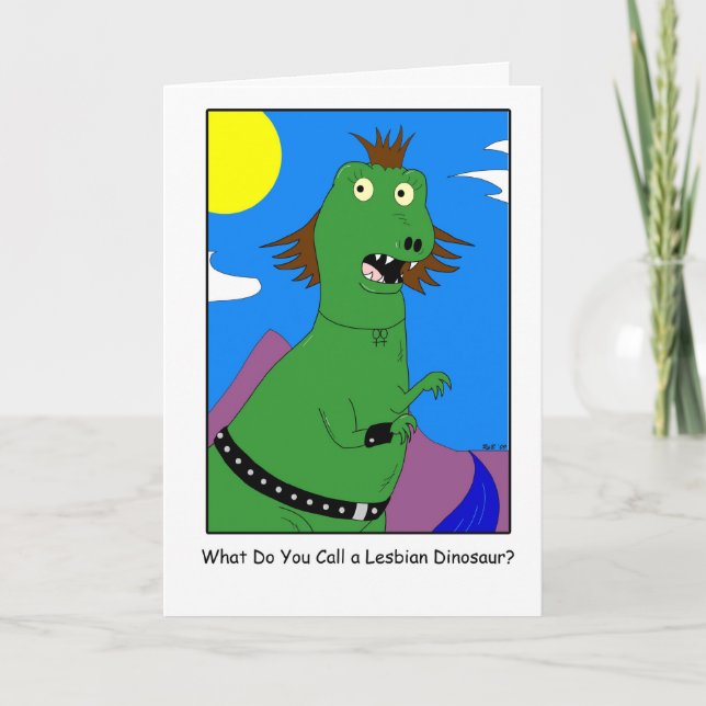 Lesbisk Dinosaur Kort (Framsida)