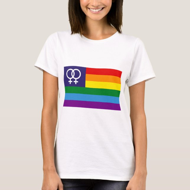 Lesbisk Dubbel Venus Regnbågsstolthet T Shirt (Framsida)
