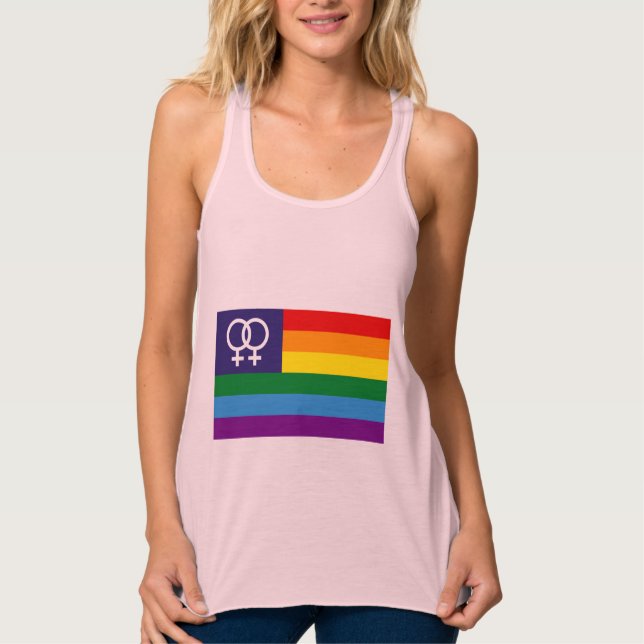 Lesbisk Dubbla Pridet Venus Rainbow Linne Med Racerback (Framsida)