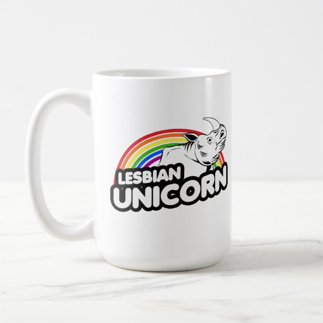 Lesbisk Enhörning Regnbåge Kaffemugg (Vänster)