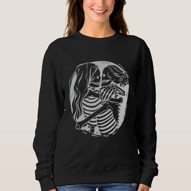 Lesbisk Ett par HBT-Pride Skeletons Kissing Valen T Shirt (Framsida)