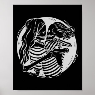 Lesbisk Ett par Lgbtq Pride Skeletons Kissing Vale Poster