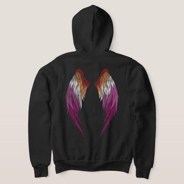 Lesbisk Flagga - Angel Vingar T Shirt (Laydown Baksida)
