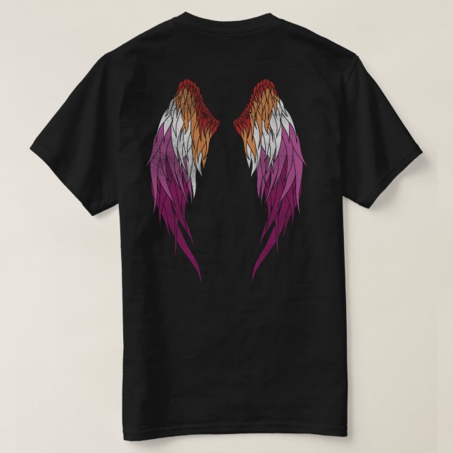 Lesbisk Flagga - Angel Vingar T Shirt (Design baksida)