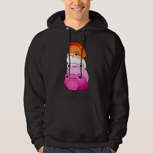 Lesbisk Flagga Färg Groda Subtil Lgbtq Sapphic Sto Hoodie (Framsida)