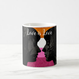 Lesbisk Flagga med två Woman Silhouettes Kaffemugg