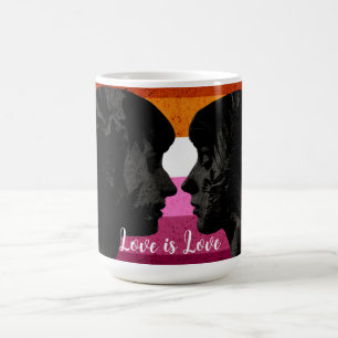 Lesbisk Flagga med två Woman Silhouettes Kaffemugg