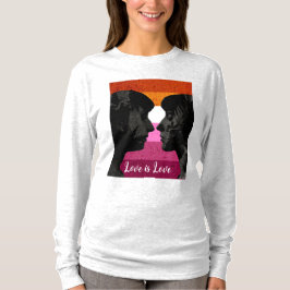 Lesbisk Flagga med två Woman Silhouettes T Shirt