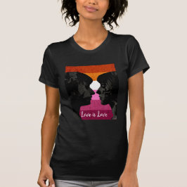 Lesbisk Flagga med två Woman Silhouettes T Shirt