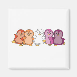 Lesbisk Flagga Pride Lgbtq Cute Penguin Magnet