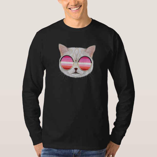 Lesbisk Flagga Rosa Pride Lesbisk för katt Orange T Shirt (Framsida)