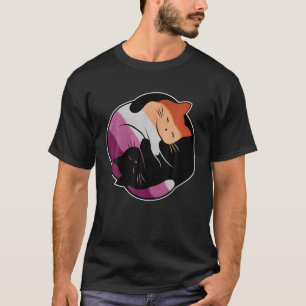 Lesbisk Flagga Yin Yang Cat LGB Gay pride subtle D T Shirt