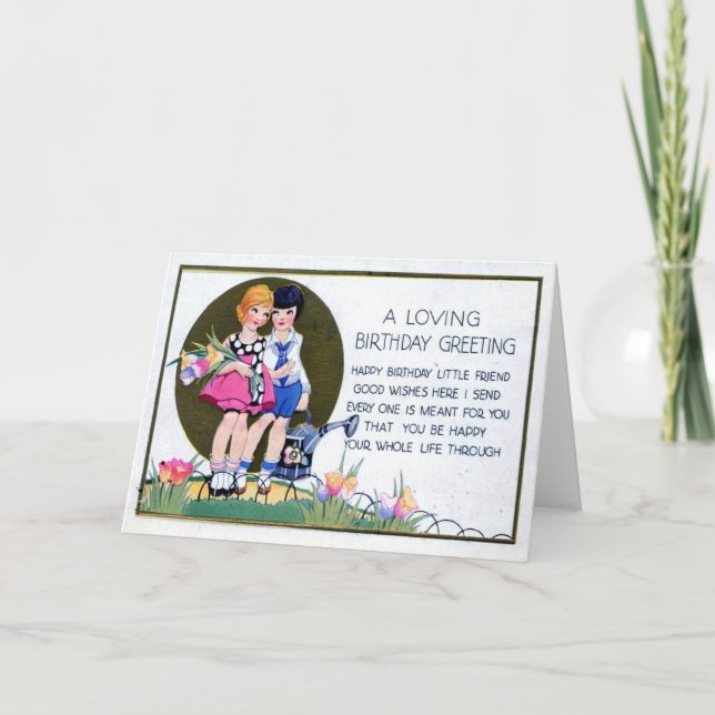 Lesbisk födelsedaghälsningvintage 1915 kort (Framsida)