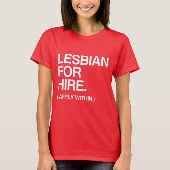 LESBISK FÖR HYRA T-SHIRT (Framsida)