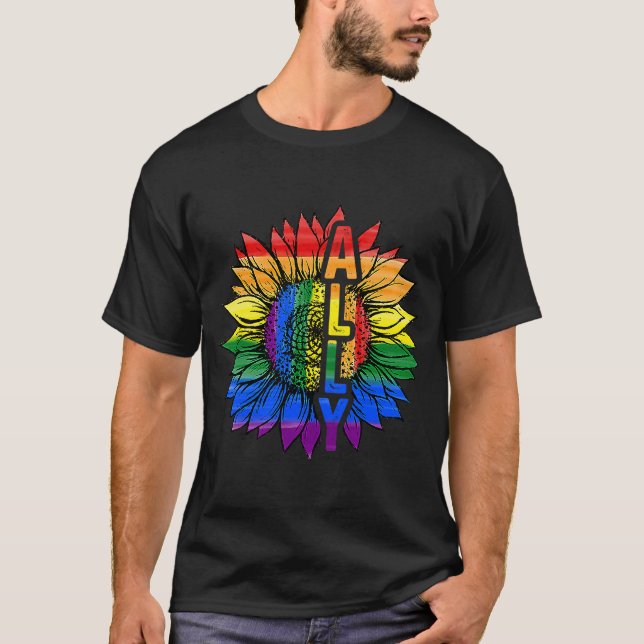 Lesbisk för solrosally Rainbow Flagga LGBT Pride G T Shirt (Framsida)