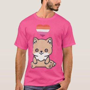 Lesbisk Fox LGBTQ Gay pride Flagga Kawaii HeartT-S T Shirt