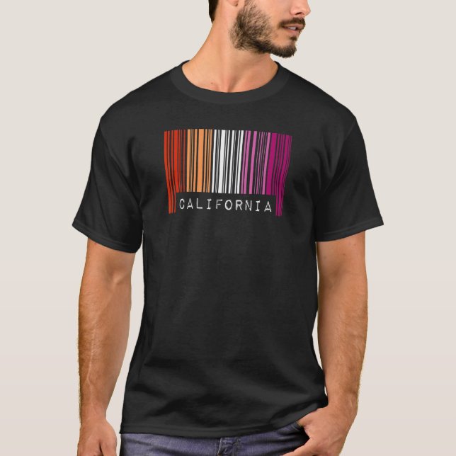 Lesbisk Gay Barcode Pride California Queer Aesthet T Shirt (Framsida)