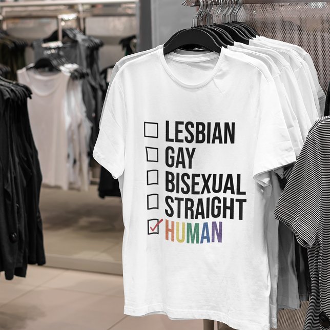 Lesbisk Gay Bisexual Rak Human List, White T Shirt (Skapare uppladdad)
