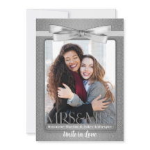 Lesbisk Gay bröllopsinbjudan två Brides Silver