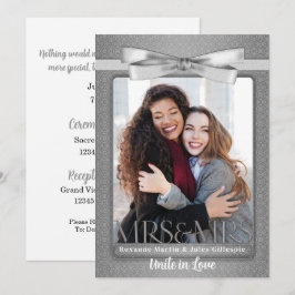 Lesbisk Gay bröllopsinbjudan två Brides Silver Inbjudningar