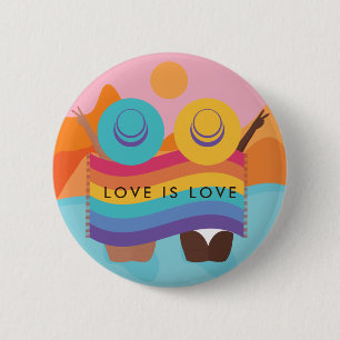 Lesbisk Gay Couple Summer Stil HGBTQ Flagga Pride Knapp