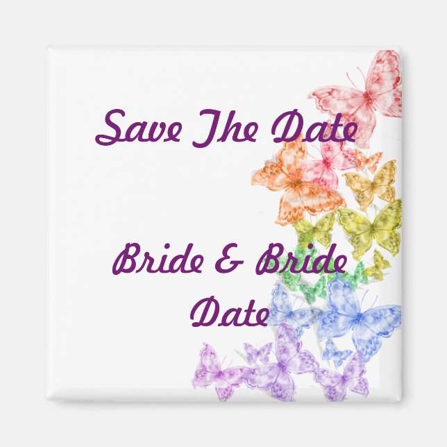 Lesbisk Gay Save Date Bröllop Magnets Magnet (Framsidan)