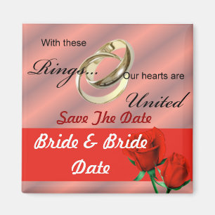 Lesbisk Gay Save Date Bröllop Magnets Magnet