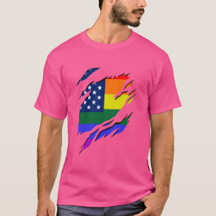 Lesbisk Gay USA flagga 3D-effektens Pride Gay LGBT T Shirt