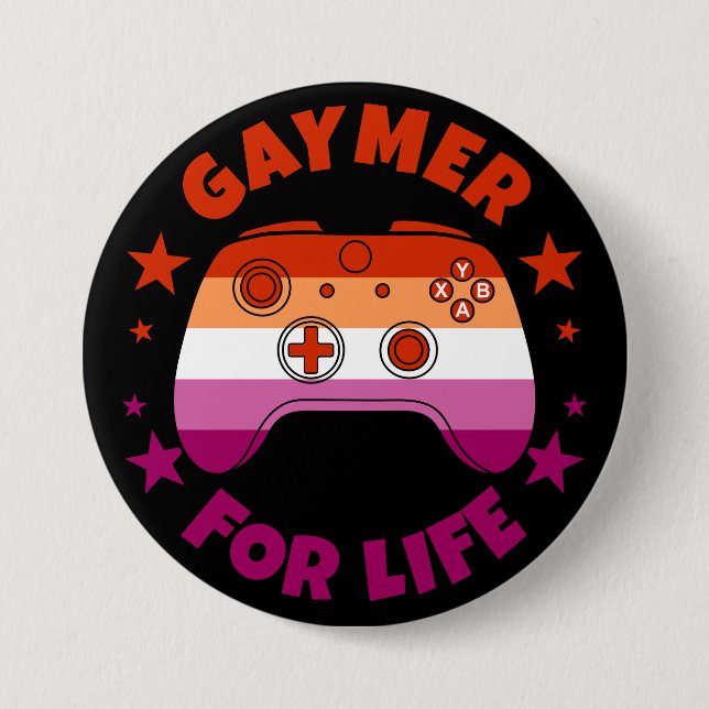 Lesbisk Gaymer for Life Cute Gamer Controller Knapp (Framsida)