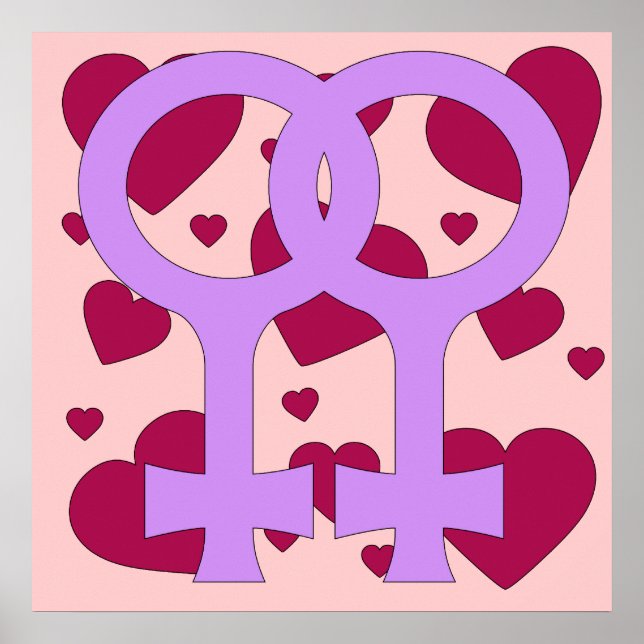 Lesbisk Giftermål Hearts Poster (Framsidan)