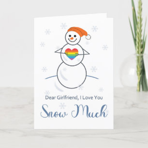 Lesbisk Girlkompis Valentine Cute Snögubbe & Heart Kort