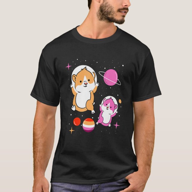 Lesbisk Hamster Orange Rosa Lesbisk Pride  T Shirt (Framsida)