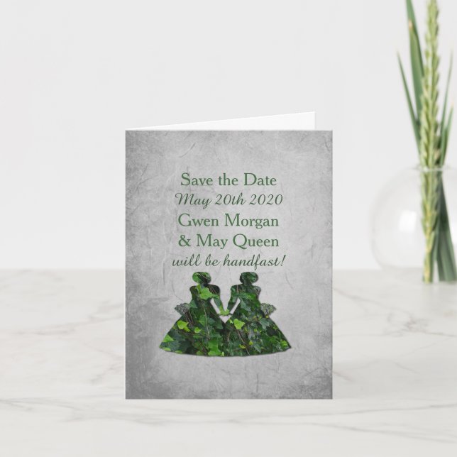 Lesbisk i ivy Grönt Dam Handfast Spara datum Inbjudan (Framsida)