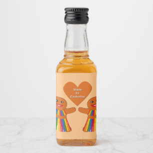 Lesbisk Jul Gingerbröd Dam par Spritflaskor Etikett