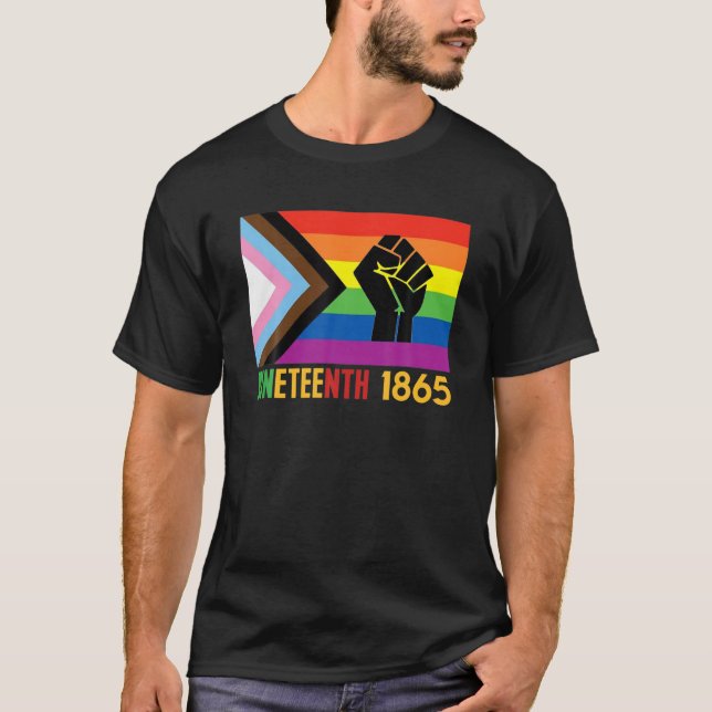 Lesbisk Junttonde 1865 LGBT Gay pride Flagga Black T Shirt (Framsida)