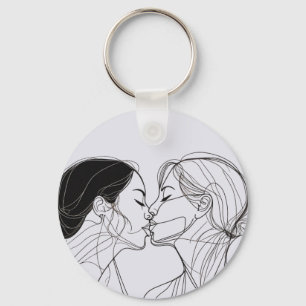 Lesbisk Kiss Matching Par Nyckelring