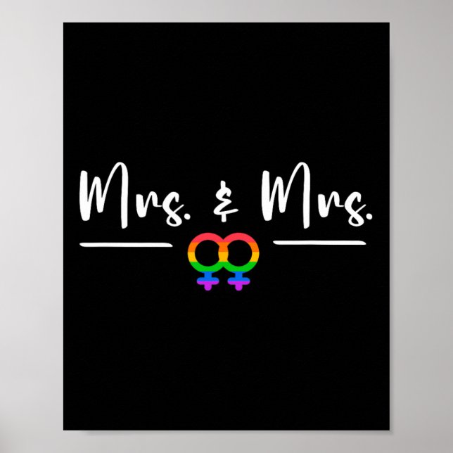 Lesbisk LGBT Bröllopsfest för Mrs och Honung Poster (Framsidan)