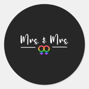 Lesbisk LGBT Bröllopsfest för Mrs och Honung Runt Klistermärke