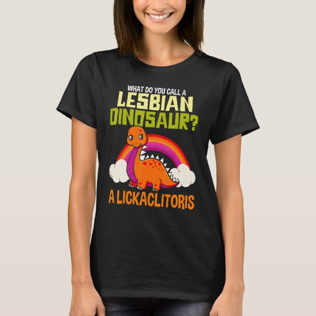 Lesbisk Lgbt Dinosaur Lesbisks Lgbqt T Shirt (Framsida)
