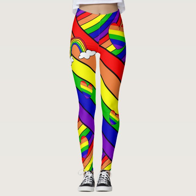 Lesbisk LGBT-Pridets regnbåge Leggings (Framsida)